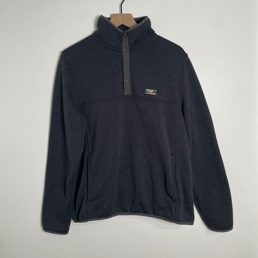 LL Bean Sweater Fleece Pullover Mens M Charcoal Gray Outdoor Hiking Goprcore